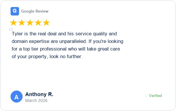 5-star Google review from Anthony R. - Tyler is the real deal